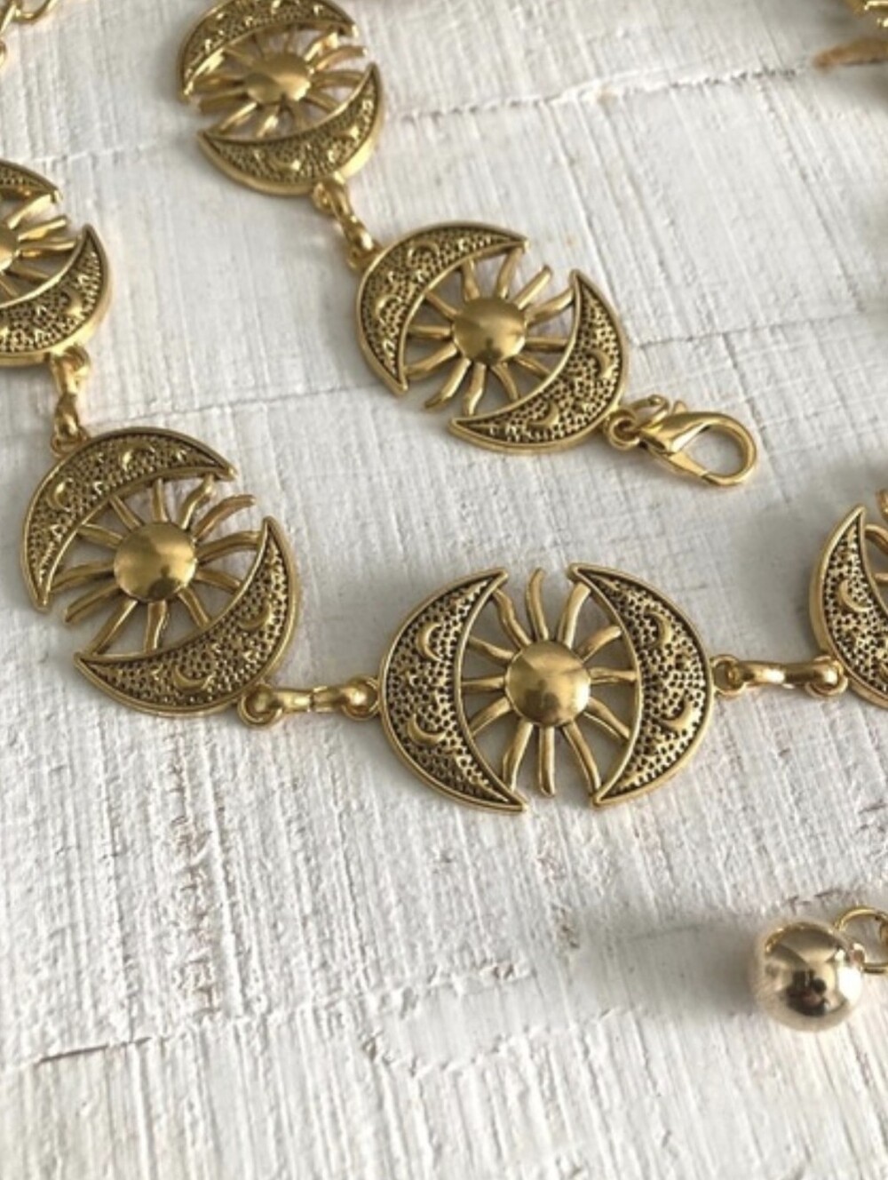 Gold Concho Chunky Sun Moon Chain waist Belt XS to XL Medallion boho Celestial - Picture 12 of 14